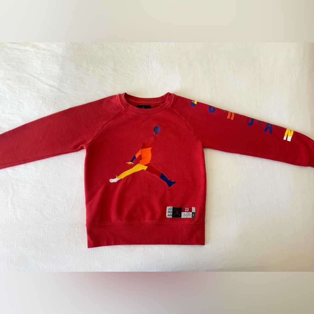 Authentic Vintage Kids (8-10) Air Jordan Basketball Red Sweatshirt Embroidered